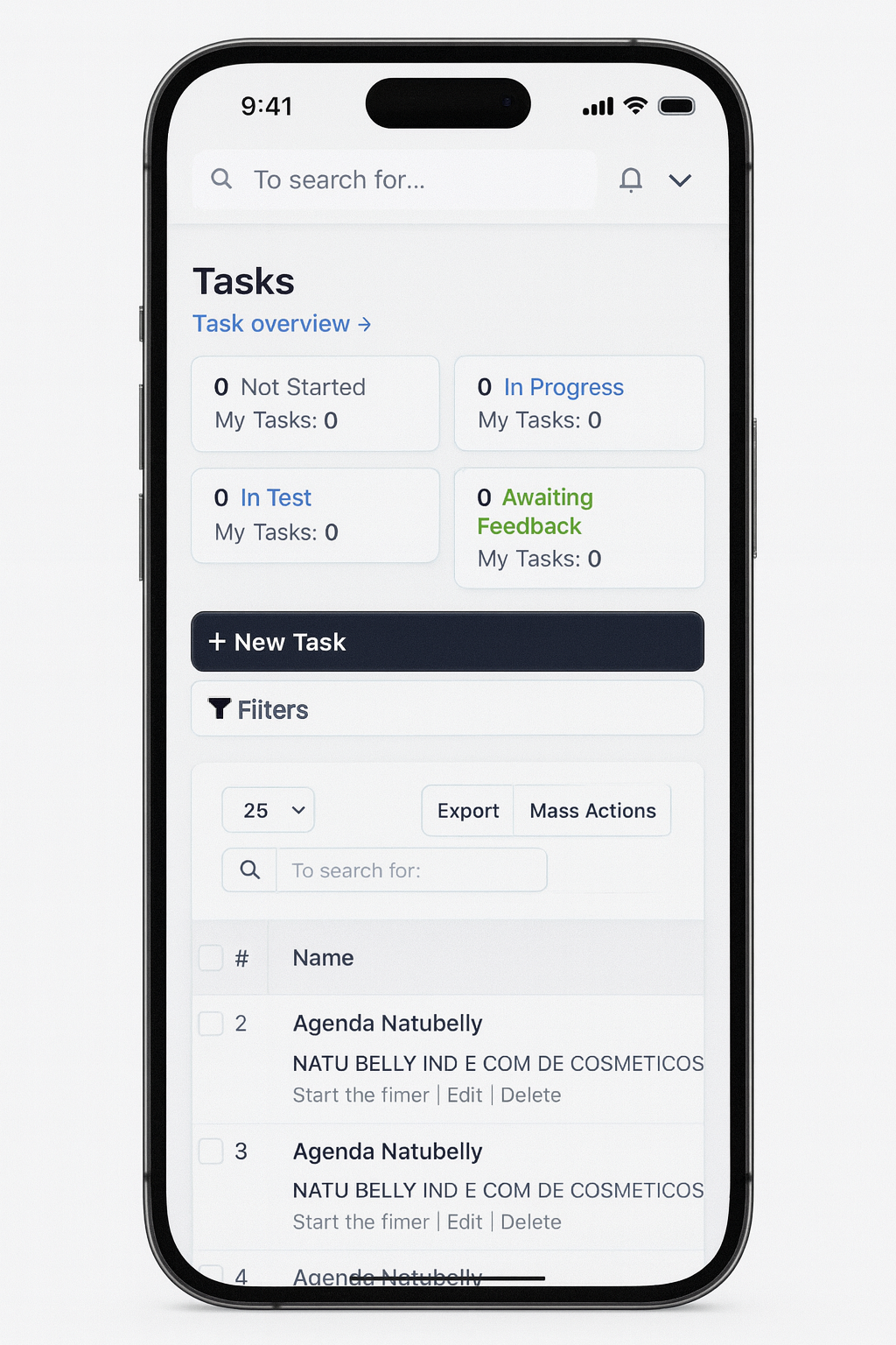 Ageelize CRM tasks